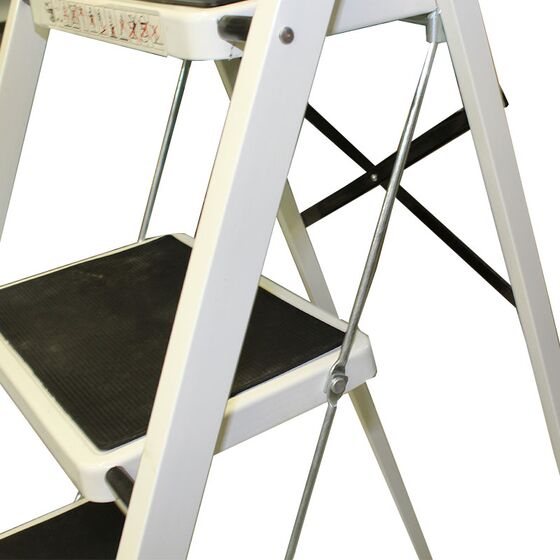 Σκαλοσκαμπό Μεταλλικό 44.5x81x123cm με 4 Σκαλιά MAX Αντοχή 150kg Βάρος 7.8kg Λευκό LF204B