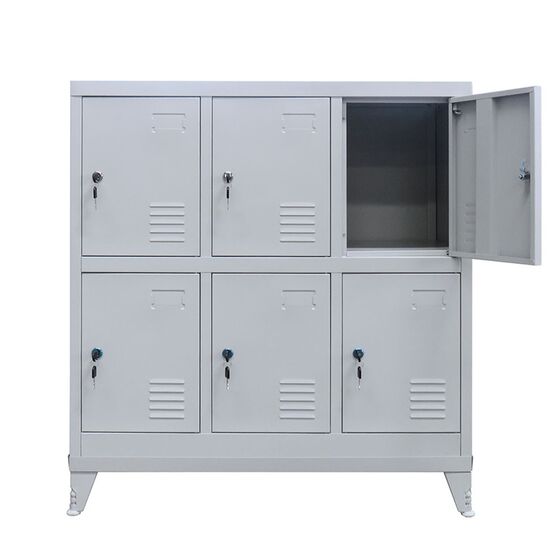 STEELEN Μεταλλική Ντουλάπα - Φοριαμός (Locker) 90x45x101cm 6 Θέσεων με Ρυθμιζόμενα Πόδια 27kg Γκρι Ανοικτό