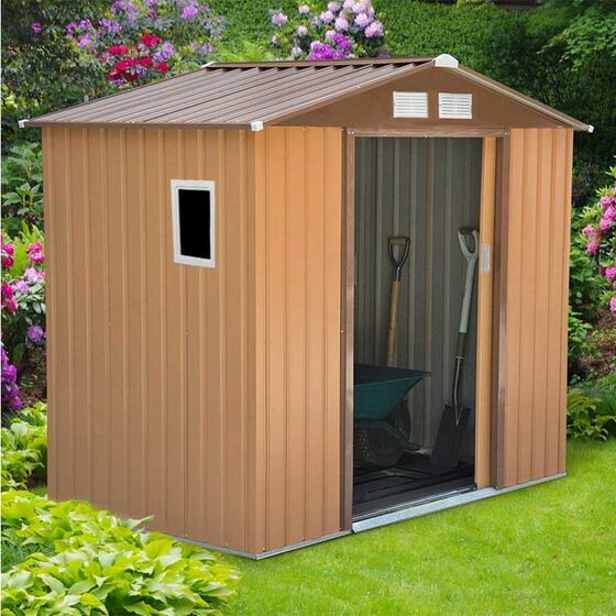 STEELEN Μεταλλική Αποθήκη Κήπου - Σπιτάκι Κήπου 213x127x205cm (7'x4,2') 2.4m² Γαλβανιζέ με Παράθυρο Archer Plus A Καφέ