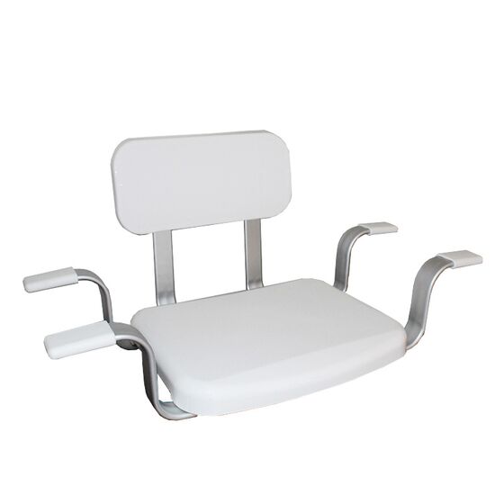 Κάθισμα-Σκαμπό Μπανιέρας με Πλάτη 75x41x38cm 2.4kg ΜΑΧ Αντοχή 130kg Αλουμίνιο-Πλαστικό Λευκό