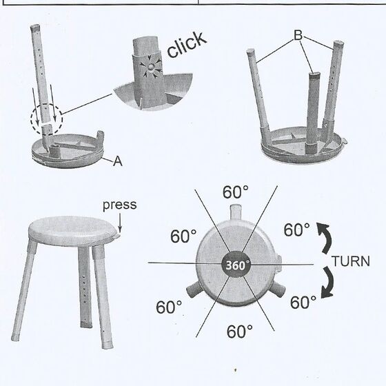 Κάθισμα-Σκαμπό Μπάνιου Περιστρεφόμενο 360ᵒ Ø33x43cm με Ρυθμιζόμενο Ύψος 2.3kg Αλουμινίου-Πλαστικό Λευκό