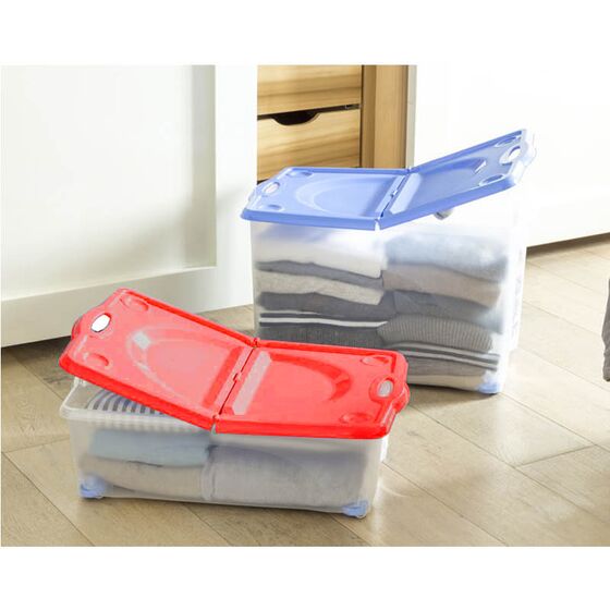 BAMA ITALY Κουτί Αποθήκευσης 59x39x18cm 27lt με Περιστρεφόμενες Ρόδες 360ᵒ Πλαστικό Διάφανο-Κόκκινο CONTENITORE ROTOBOX