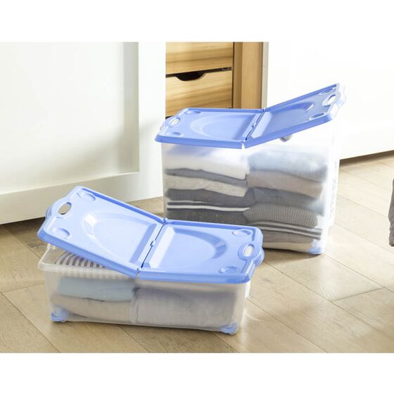 BAMA ITALY Κουτί Αποθήκευσης 59x39x18cm 27lt με Περιστρεφόμενες Ρόδες 360ᵒ Πλαστικό Διάφανο-Μπλε CONTENITORE ROTOBOX