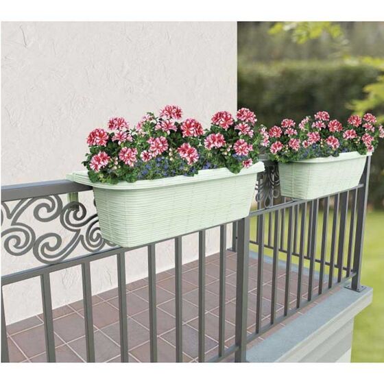 BAMA ITALY Ζαρντινιέρα Κρεμαστή 60x20x18.5cm 15lt με Πλεκτή Όψη και Σύστημα Αποστράγγισης Κρεμ RONDINE PAGLIA