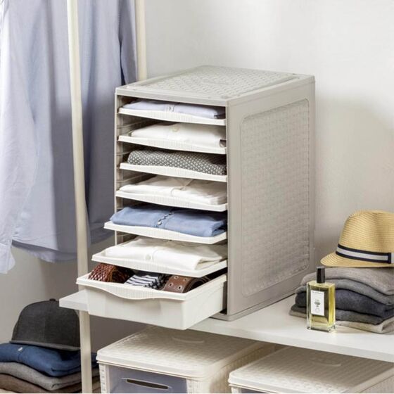 BAMA Ιταλίας Συρταριέρα Ρούχων 34x41x53cm 4.37kg Πλαστική με 4 Δίσκους και 2 Συρτάρια Λευκό Πάγου RIORDINO