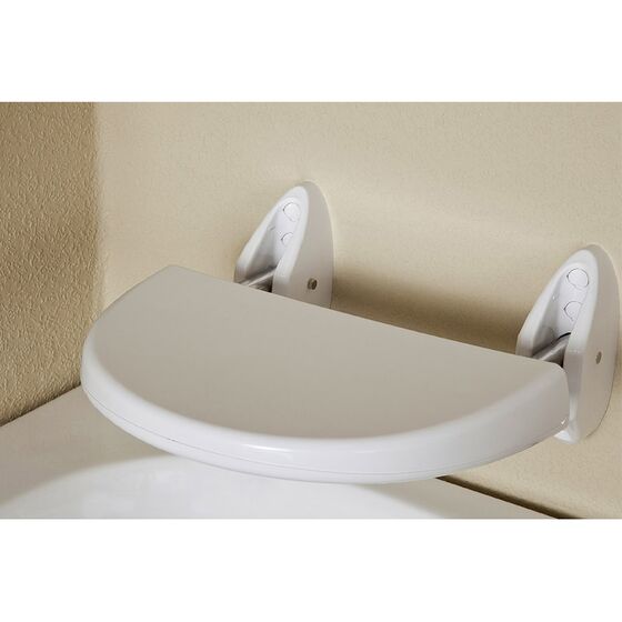 Κάθισμα Μπάνιου 36x40x18cm Βιδωτό Τοίχου Αναδιπλούμενο Πλαστικό ABS ΜΑΧ Αντοχή 120kg Βάρος 1.86kg Λευκό