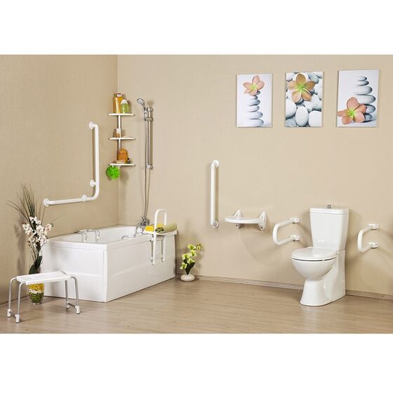 Χειρολαβή Μπάνιου 46x8x7cm Αλουμίνιο-Πλαστικό Μέγιστη Αντοχή 120kg Βάρος 0.44kg Λευκή