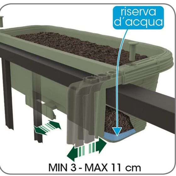 BAMA ITALY Ζαρντινιέρα Κρεμαστή 60x20x18.5cm 15lt με Πλεκτή Όψη και Σύστημα Αποστράγγισης Κρεμ RONDINE PAGLIA