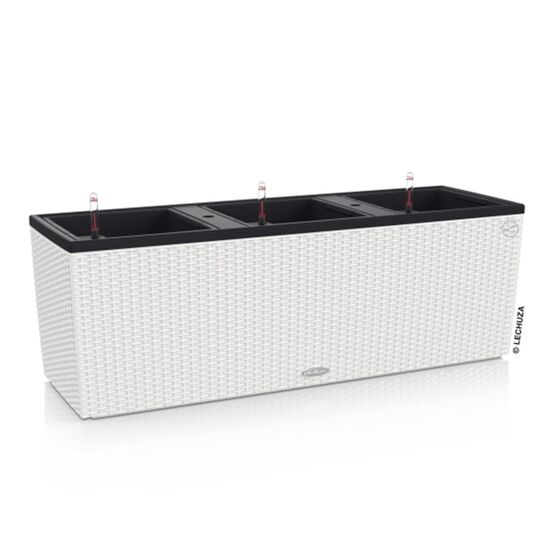 LECHUZA Trio 30 Cottage Ζαρντινιέρα 100x32.5x34.5cm Αυτοποτιζόμενη με 3 Κάδους Φύτευσης Λευκή RATTAN Γερμανίας