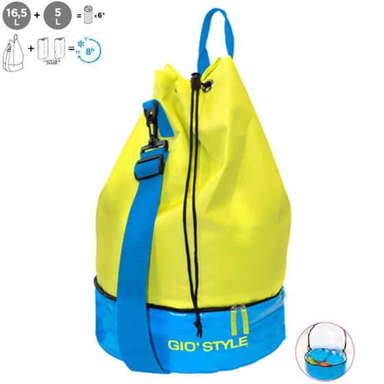 GIOSTYLE Ιταλίας Σάκος με Ισοθερμική Βάση Ø30x48cm Πάχος 0.6mm 16.5+5lt Πολυεστέρας 600D Πιστοποίηση REACH LIME SECCHIELLO Κίτρινο-Μπλε Βάση