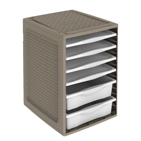 BAMA Ιταλίας Συρταριέρα Ρούχων 34x41x53cm 4.37kg Πλαστική με 4 Δίσκους και 2 Συρτάρια Γκρι-Καφέ RIORDINO TORTORA