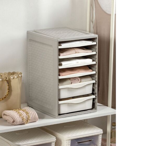 BAMA Ιταλίας Συρταριέρα Ρούχων 34x41x53cm 4.37kg Πλαστική με 4 Δίσκους και 2 Συρτάρια Λευκό Πάγου RIORDINO