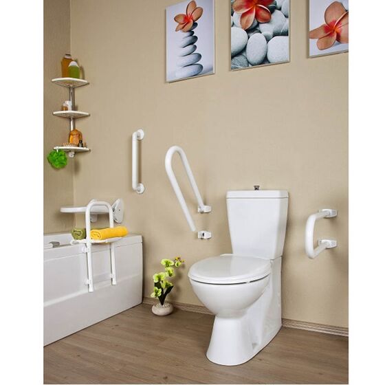 PRIMANOVA Χειρολαβή Μπάνιου 52.5x21x8cm Ανασηκώμενη Βιδωτή σε Τοίχο Βάρος 1.68kg Αλουμινίου Λευκή