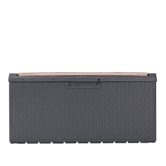 TOOMAX Ιταλίας Πλαστικό Μπαούλο Αποθήκευσης 123.7x54.5x58.7cm 350lt 13kg MASSIF με Καπάκι-Κάθισμα 2 Ατόμων και Μαξιλάρι PORTONOVO ANTHRACITE TUV/GS FASHION