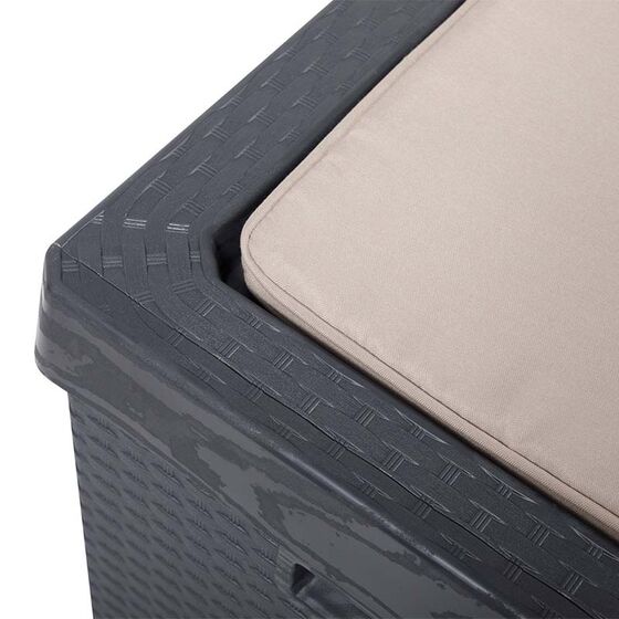 TOOMAX Ιταλίας Πλαστικό Μπαούλο Αποθήκευσης 123.7x54.5x58.7cm 350lt 13kg MASSIF με Καπάκι-Κάθισμα 2 Ατόμων και Μαξιλάρι PORTONOVO ANTHRACITE TUV/GS FASHION