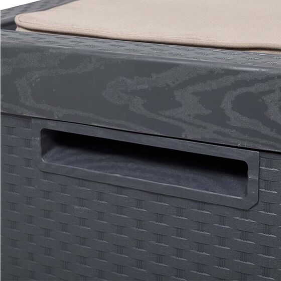 TOOMAX Ιταλίας Πλαστικό Μπαούλο Αποθήκευσης 123.7x54.5x58.7cm 350lt 13kg MASSIF με Καπάκι-Κάθισμα 2 Ατόμων και Μαξιλάρι PORTONOVO ANTHRACITE TUV/GS FASHION