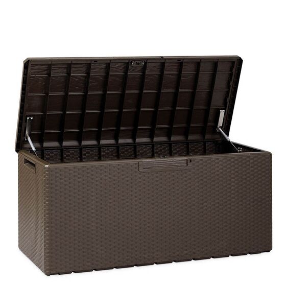 TOOMAX Ιταλίας Πλαστικό Μπαούλο Αποθήκευσης 123.7x54.5x58.7cm 350lt 13kg MASSIF με Καπάκι-Κάθισμα 2 Ατόμων και Μαξιλάρι PORTONOVO BROWN TUV/GS FASHION