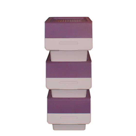 Κουτί Αποθήκευσης Πολυχρηστικό Τριπλό 36lt 26x31x71cm Πλαστικό Με Ρόδες 2.41kg Μωβ-Ροζ Παλ