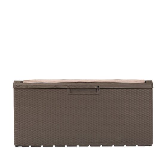 TOOMAX Ιταλίας Πλαστικό Μπαούλο Αποθήκευσης 123.7x54.5x58.7cm 350lt 13kg MASSIF με Καπάκι-Κάθισμα 2 Ατόμων και Μαξιλάρι PORTONOVO BROWN TUV/GS FASHION