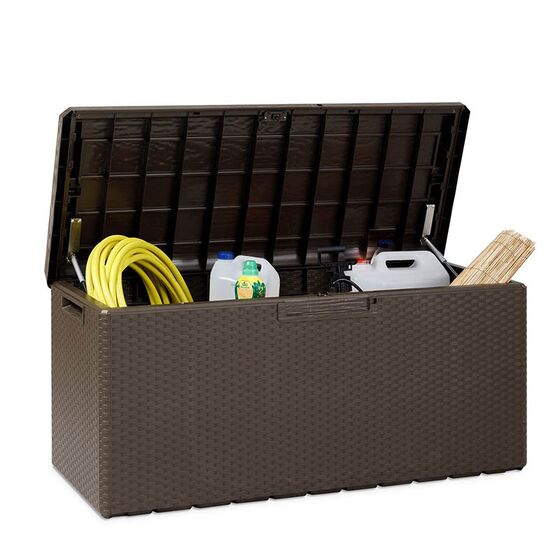 TOOMAX Ιταλίας Πλαστικό Μπαούλο Αποθήκευσης 123.7x54.5x58.7cm 350lt 13kg MASSIF με Καπάκι-Κάθισμα 2 Ατόμων και Μαξιλάρι PORTONOVO BROWN TUV/GS FASHION