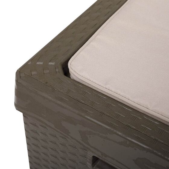 TOOMAX Ιταλίας Πλαστικό Μπαούλο Αποθήκευσης 123.7x54.5x58.7cm 350lt 13kg MASSIF με Καπάκι-Κάθισμα 2 Ατόμων και Μαξιλάρι PORTONOVO BROWN TUV/GS FASHION