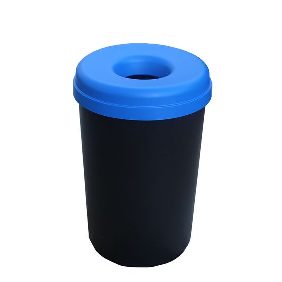 Κάδος Ανακύκλωσης 60lt Ø41x62.5cm 1.91kg Πλαστικός με Άνοιγμα Ø14cm στο Καπάκι Μαύρο-Μπλε Ελλάδας