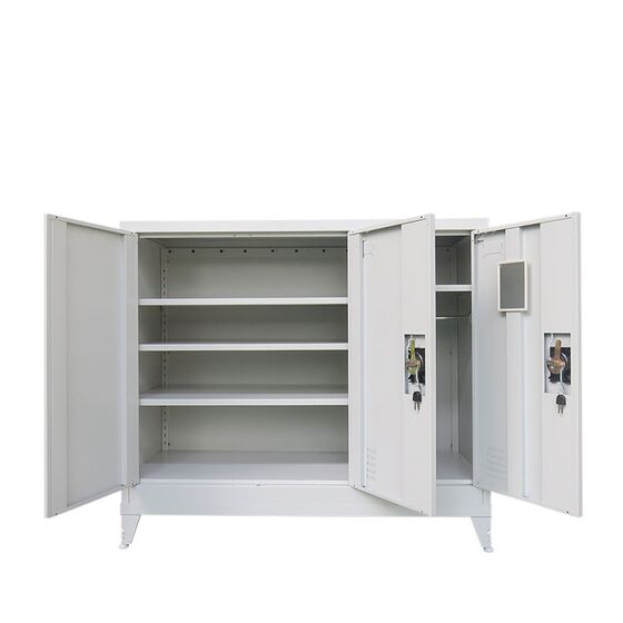 STEELEN Μεταλλική Ντουλάπα-Παπουτσοθήκη Βάρος 35.6kg 115x45x101cm Γαλβανιζέ 3φυλλη με 4 Ράφια και Ρυθμιζόμενα Πόδια - 6 Αποθηκευτικοί Χώροι