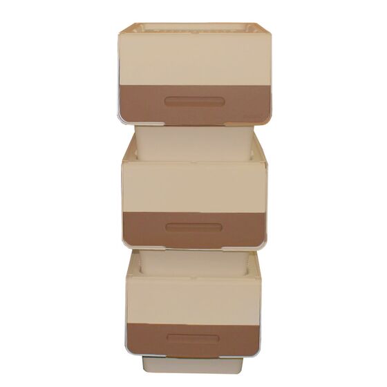 Κουτί Αποθήκευσης Πολυχρηστικό Τριπλό 99lt 35x45x96cm Πλαστικό Με Ρόδες 4.48kg Μπεζ-Μόκα