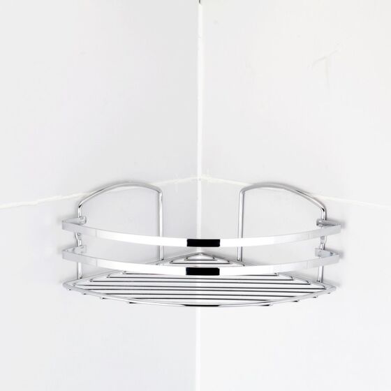 TEKNO-TEL Γωνιακή Ραφιέρα Μπάνιου INOX (Ανοξείδωτο Ατσάλι) 27x19x10cm Βάρος 0.40kg Πάχος Ø5mm