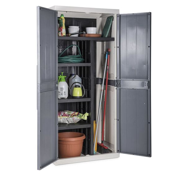 TOOMAX Ιταλίας XXL Πλαστική Ντουλάπα 89x54x190cm 28,6kg με Χώρισμα-6 Χώρους MAX Αντοχή 220kg ANNIVERSARY MEGA XXL LIGHT GREY/BASALT GREY TUV/GS FASHION