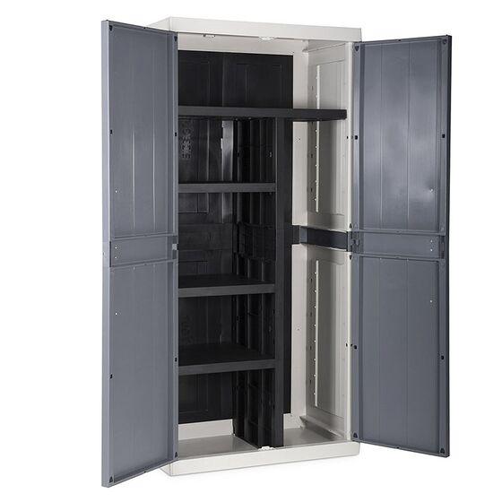 TOOMAX Ιταλίας XXL Πλαστική Ντουλάπα 89x54x190cm 28,6kg με Χώρισμα-6 Χώρους MAX Αντοχή 220kg ANNIVERSARY MEGA XXL LIGHT GREY/BASALT GREY TUV/GS FASHION