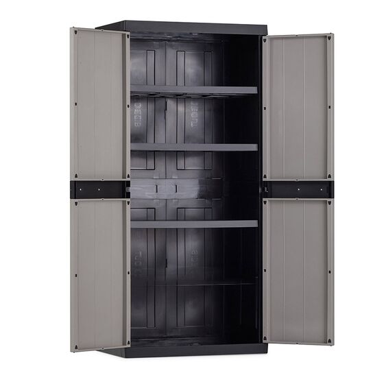 TOOMAX Ιταλίας XXL Πλαστική Ντουλάπα 89x54x190cm 26.35 kg με 3 Ρυθμιζόμενα Ράφια- 4Χώροι MAX Αντοχή 170kg BIOS MEGA BLACK/WARM GREY XXL Πιστοποίηση TUV/GS FASHION