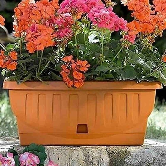 BAMA ITALY Ζαρντινιέρα Υψηλής Αντοχής 102x48x44cm 127lt με Αυτοποτιζόμενο Πιάτο 5.1kg Πλαστική Κεραμιδί NATURA