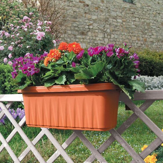 BAMA ITALY Ζαρντινιέρα Κρεμαστή 80x20x18.5cm 18lt με Ρυθμιζόμενους Βραχίονες και Σύστημα Αποστράγγισης 1.3kg Κεραμιδί RONDINE