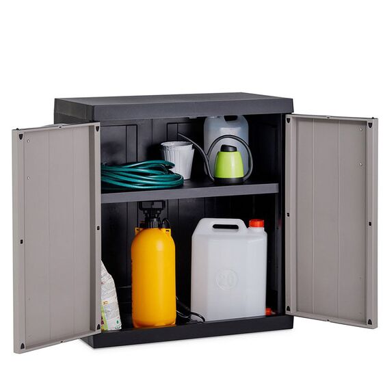 TOOMAX Ιταλίας XXL Πλαστική Ντουλάπα 89x54x96cm 14.75kg με 1 Ρυθμιζόμενο Ράφι- 2 Χώροι MAX Αντοχή 70kg BIOS MEGA BLACK/WARM GREY XXL Πιστοποίηση TUV/GS FASHION