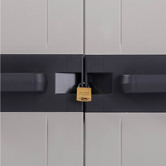 TOOMAX Ιταλίας XXL Πλαστική Ντουλάπα 89x54x190cm 26.35 kg με 3 Ρυθμιζόμενα Ράφια- 4Χώροι MAX Αντοχή 170kg BIOS MEGA BLACK/WARM GREY XXL Πιστοποίηση TUV/GS FASHION