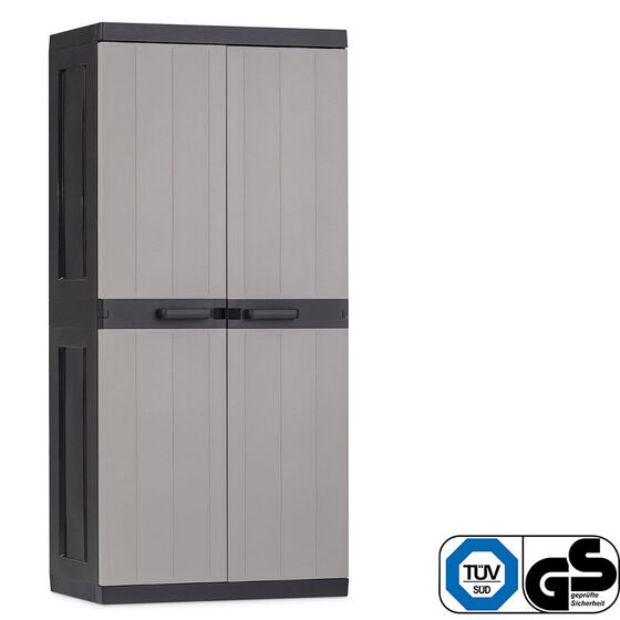 TOOMAX Ιταλίας XXL Πλαστική Ντουλάπα 89x54x190cm 26.35 kg με 3 Ρυθμιζόμενα Ράφια- 4Χώροι MAX Αντοχή 170kg BIOS MEGA BLACK/WARM GREY XXL Πιστοποίηση TUV/GS FASHION