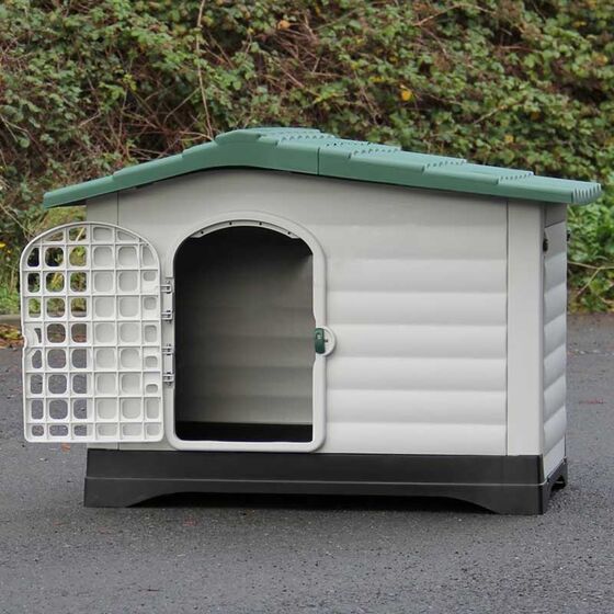 Σπίτι Σκύλου XLARGE 111x83.8x80.4cm με Πορτάκι Ασφαλείας και Ανοιγόμενη Πλευρά 15.6kg Λευκό Πάγου-Πράσινο VESTA