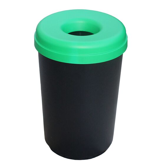 Κάδος Ανακύκλωσης 60lt Ø41x62.5cm 1.91kg Πλαστικός με Άνοιγμα Ø14cm στο Καπάκι Μαύρο-Πράσινο Ελλάδας