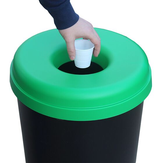 Κάδος Ανακύκλωσης 60lt Ø41x62.5cm 1.91kg Πλαστικός με Άνοιγμα Ø14cm στο Καπάκι Μαύρο-Πράσινο Ελλάδας