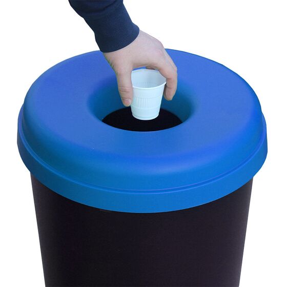 Κάδος Ανακύκλωσης 60lt Ø41x62.5cm 1.91kg Πλαστικός με Άνοιγμα Ø14cm στο Καπάκι Μαύρο-Μπλε Ελλάδας