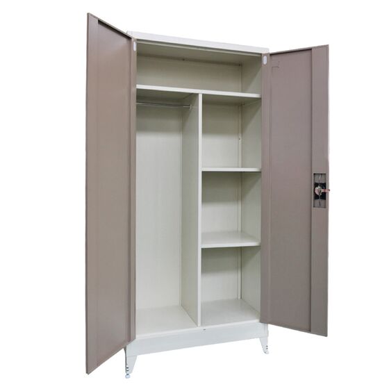 STEELEN Μεταλλική Ντουλάπα 90x45x191cm Πάχους 0.6mm/0.8mm (πάτωμα) Γαλβανιζέ με Χώρισμα και Ρυθμιζόμενα Πόδια - 5 Αποθηκευτικοί Χώροι Taupe - Μπεζ