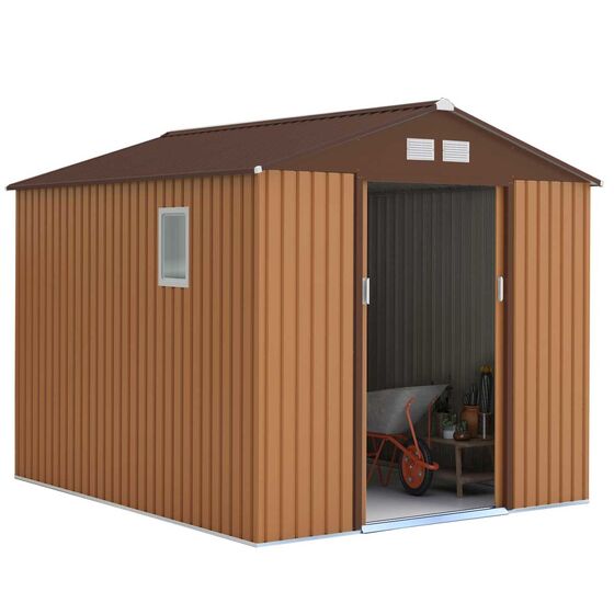 STEELEN Μεταλλική Αποθήκη Κήπου - Σπιτάκι Κήπου 277x319x212cm (9.1'x10.5') 8.2m² Γαλβανιζέ με Παράθυρο Archer Plus E Καφέ