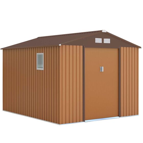 STEELEN Μεταλλική Αποθήκη Κήπου - Σπιτάκι Κήπου 277x319x212cm (9.1'x10.5') 8.2m² Γαλβανιζέ με Παράθυρο Archer Plus E Καφέ