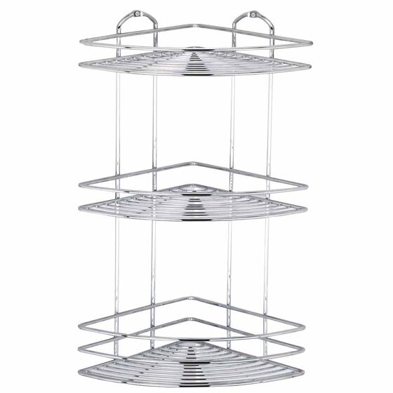 TEKNO-TEL Γωνιακή Ραφιέρα Μπάνιου INOX (Ανοξείδωτο Ατσάλι) 3όροφη 27x19x46cm Βάρος 1.20kg Πάχος Ø5mm