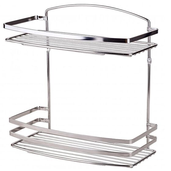 TEKNO-TEL Ραφιέρα Μπάνιου INOX (Ανοξείδωτο Ατσάλι)  2όροφη 25x13x28cm Βάρος 0.75kg Πάχος Ø5mm