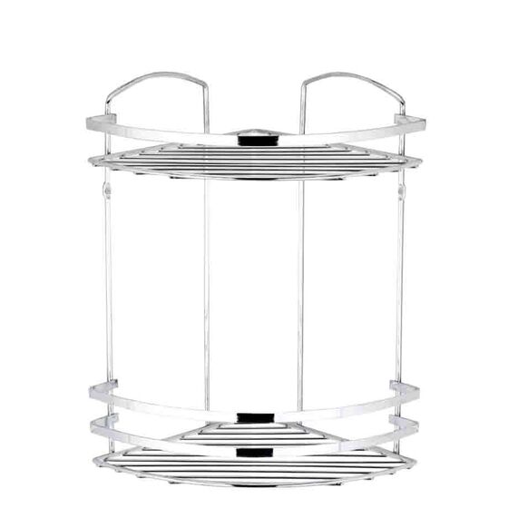 TEKNO-TEL Γωνιακή Ραφιέρα Μπάνιου INOX (Ανοξείδωτο Ατσάλι) 2όροφη 27x19x32cm Βάρος 0.80kg Πάχος Ø5mm