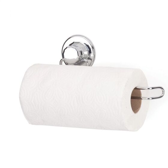 TEKNO-TEL Χαρτοθήκη για Ρολό Κουζίνας 26x13x8cm Πάχος Ø7mm Αντοχή 12kg Επιχρωμιωμένο Ατσάλι με Βεντούζα EXTRA STRONG