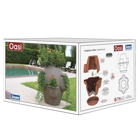 BAMA ITALY Γλάστρα Σύνθεσης XL Ø80x80cm 200lt Πλαστική 8.2kg Oasi Γκρί Καφέ
