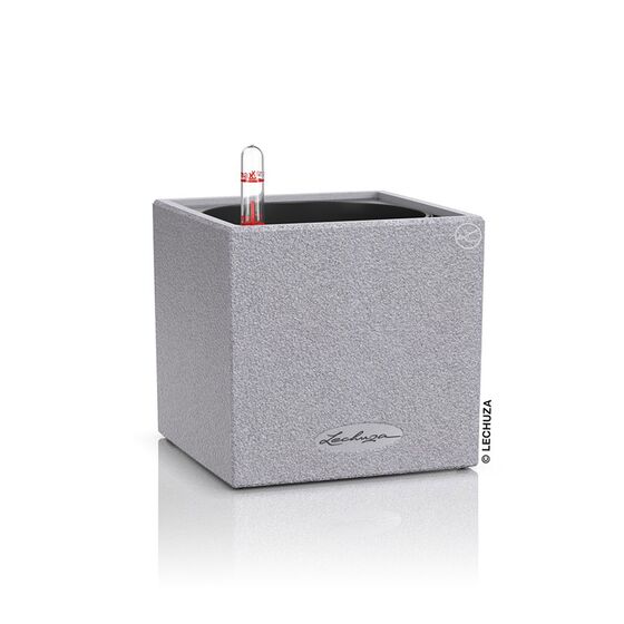 LECHUZA Canto Stone Low 14 Επιτραπέζια Γλάστρα 14x14x13.5cm Αυτοποτιζόμενη με Δοχείο STONE GREY Γερμανίας